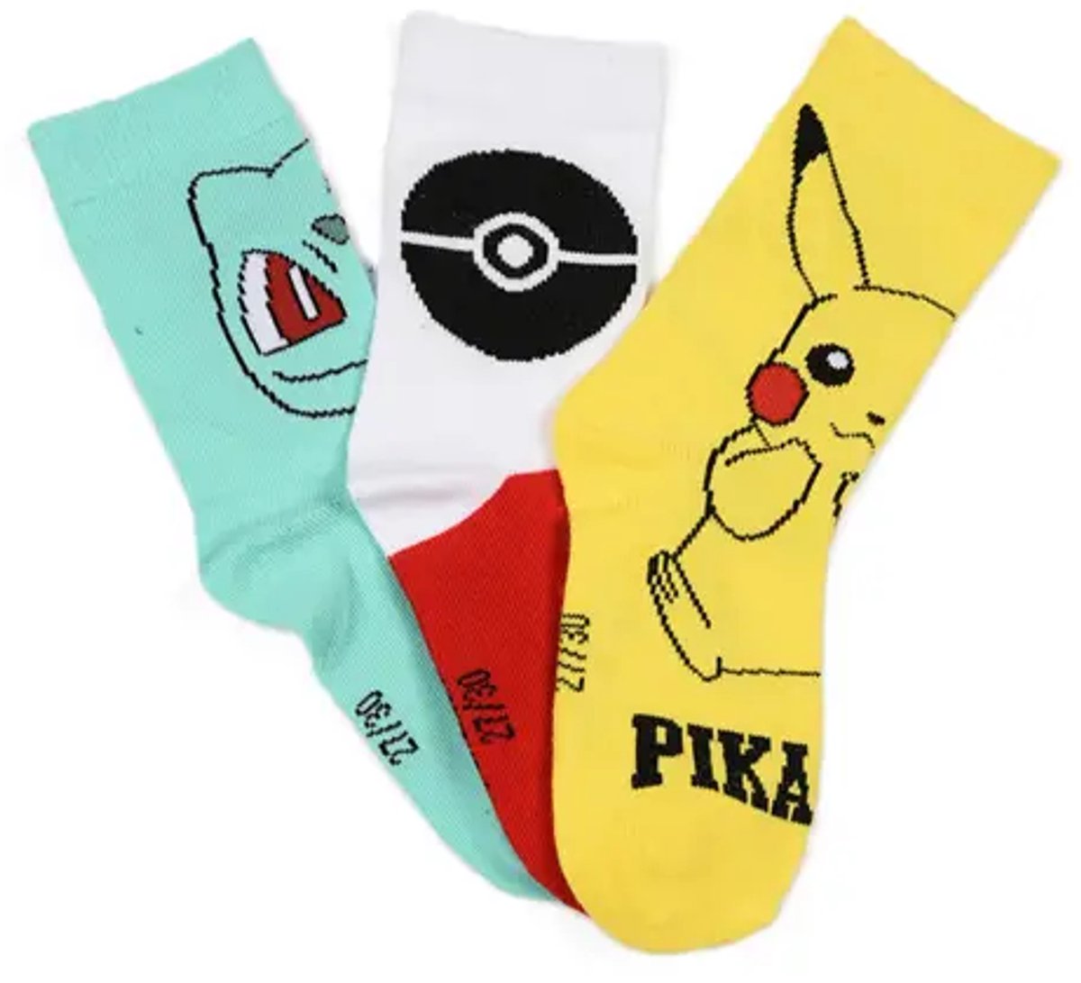 Pokémon Sokken Kinderen – 3 Paar – Pikachu – Maten 23/26 – Katoenmix – Officiële licentie