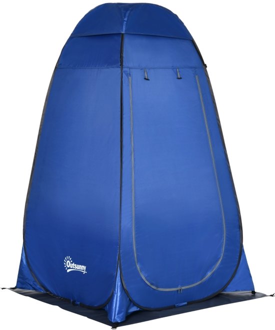 Pop-up Douchetent Blauw - 126x124x189 cm Camping Douche- & Toilettent met Opbergtas Snelle Opbouw, Waterafstotend & Ventilerend – Geschikt voor Strand, Festival en Kamperen
