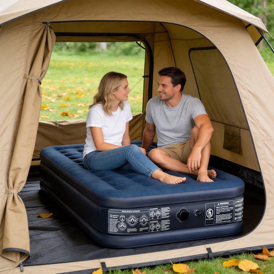 Opblaasbare Matras - Luchtbed met Ingebouwde Elektrische Pomp - 21 Gaten Luchtkussenstructuur - Draagvermogen 150kg - Zelfopblazende Luchtmatras - Voor Reizen, Camping en Gastenkamer - 190×99×38cm - NAIZY — afbeelding 3
