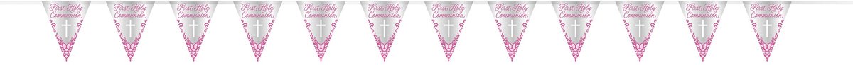 Feestelijke Roze Communie Vlaggenlijn 2,7m