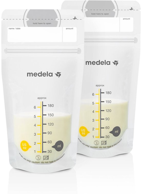 Medela Moedermelk Bewaarzakjes – 50 stuks – Lekvrij – Met Dubbele Sluiting en Schenktuit – BPA‑vrij en recyclebaar