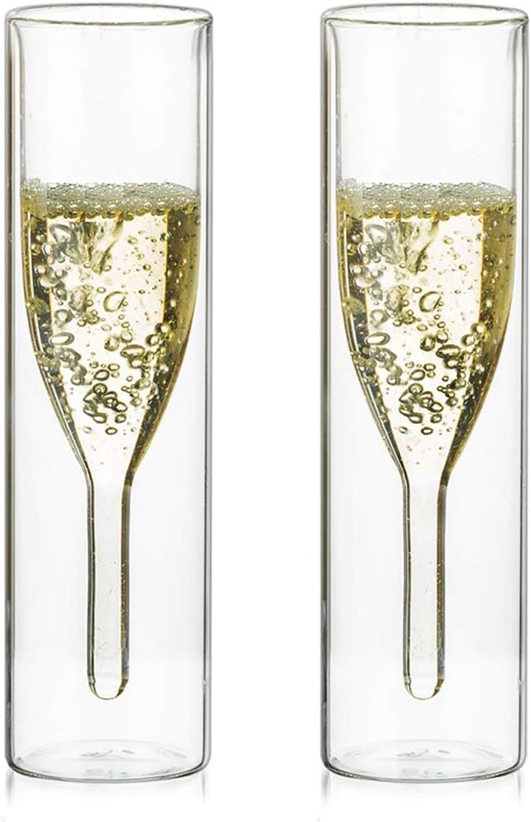 Set van Dubbelwandige Champagneglazen Kristalstijl 115ml