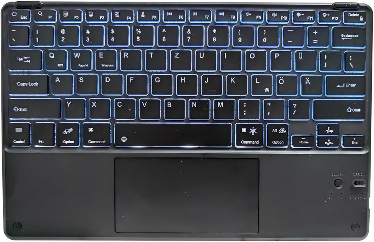 Verlicht Bluetooth Toetsenbord met Touchpad en QWERTZ Indeling