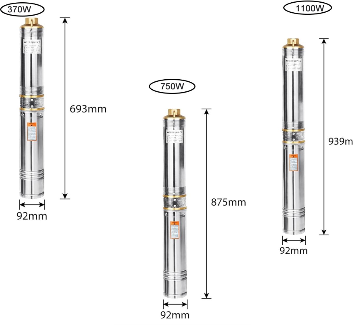 Aufun Tiefe Brunnenpumpe 0,5 PK (0,37 kW) thumbnail 2
