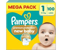 Pampers - Premium Protection - Maat 1 - Mega Pack - 100 stuks - 2/5 KG