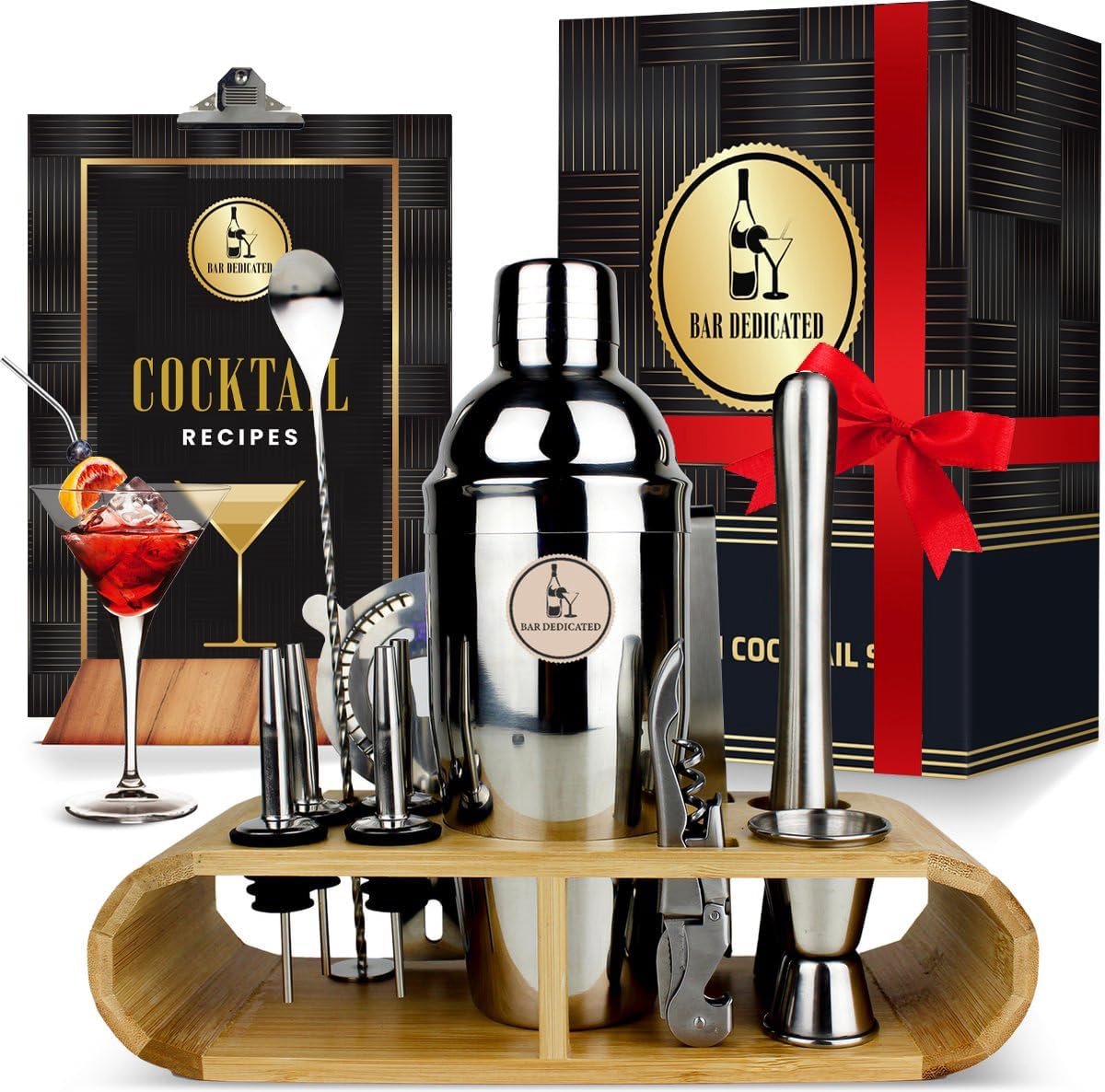 Professionele Cocktail Shaker Set 16 Delen met Receptenboek (750 ml)