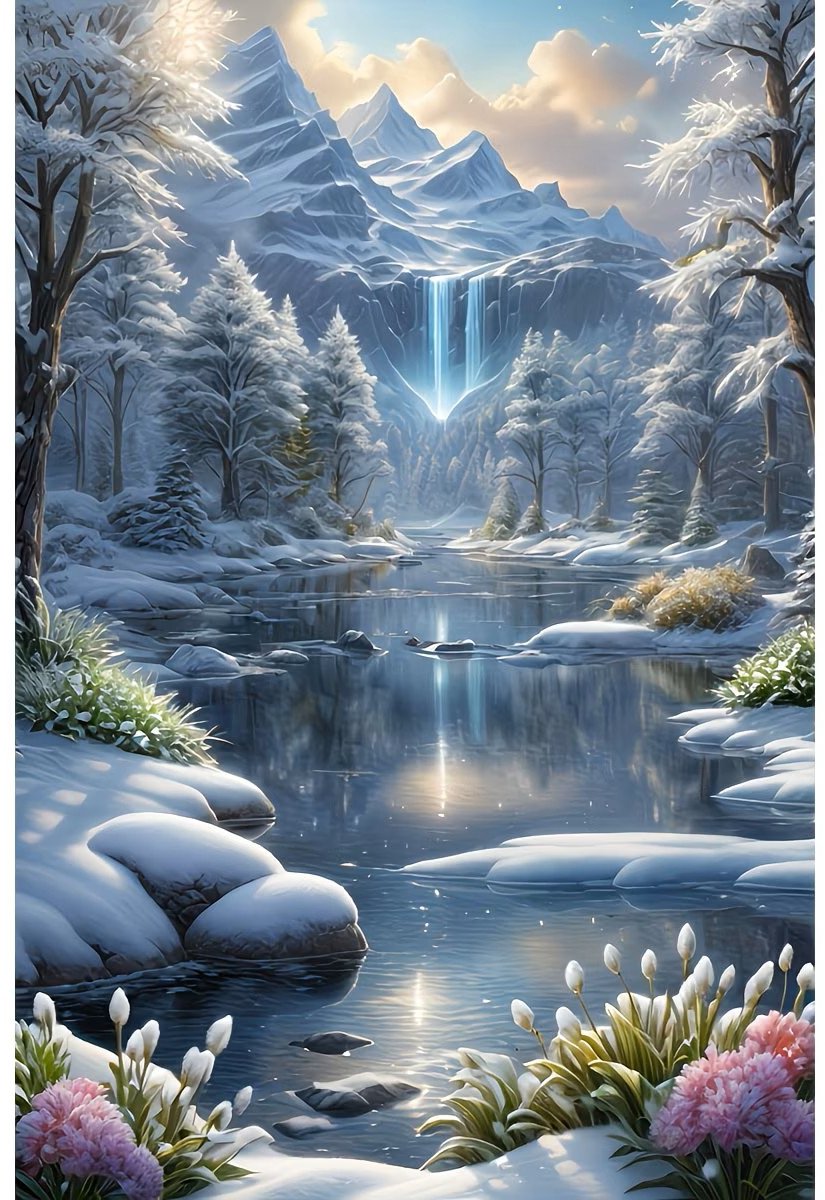nr 437 Diamond Painting watervallen 25x20cm (rond)