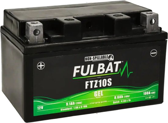 Fulbat YTZ10S Scooter Accu 12V 8.6Ah – Gel SLA Accu | Onderhoudsvrij & Gebruiksklaar