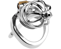 Fixxx - Ethan - Kuisheidskooi met Holle Penisplug - Zilver - Twee Diameters 50 mm