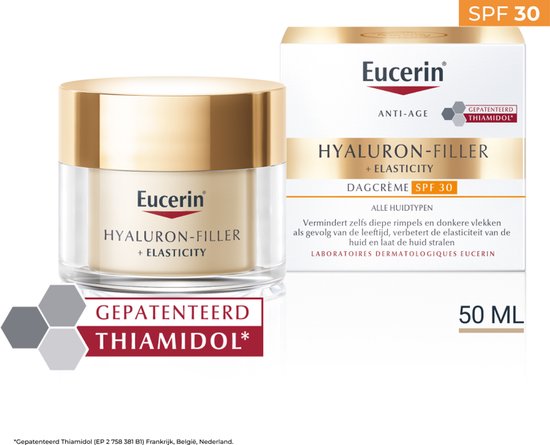 Eucerin Hyaluron-Filler + Elasticity Anti-rimpel Dagcreme voor Vrouwen - SPF 30 - Vermindert Donkere Vlekken - Thiamidol en Hyaluronzuur - 50 ml