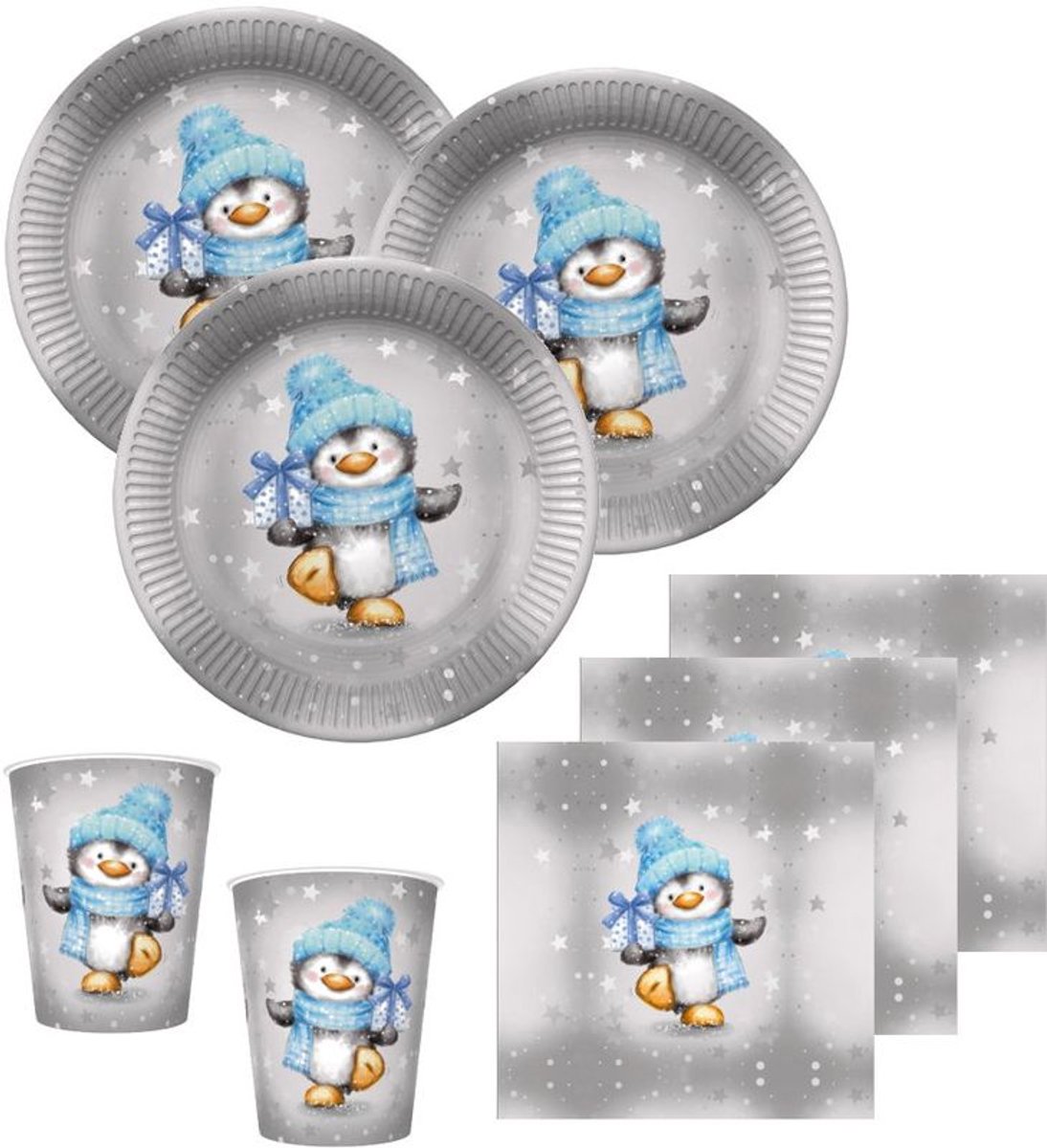 16 Baby Penguin blauwe servetten - Winter