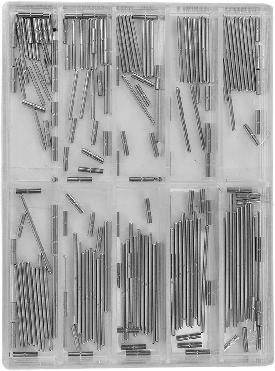 Allecto- Draagbare Vervangende Horlogeband - Pin Assortiment Kit - Precieze Reparatie Onderdeel - Zilver - Horlogemaker - Vervangende Tube Pin - Geschikt voor Horloges - Zilveren Model - Bekijk Reparatie Onderdeel Set voor Horloges