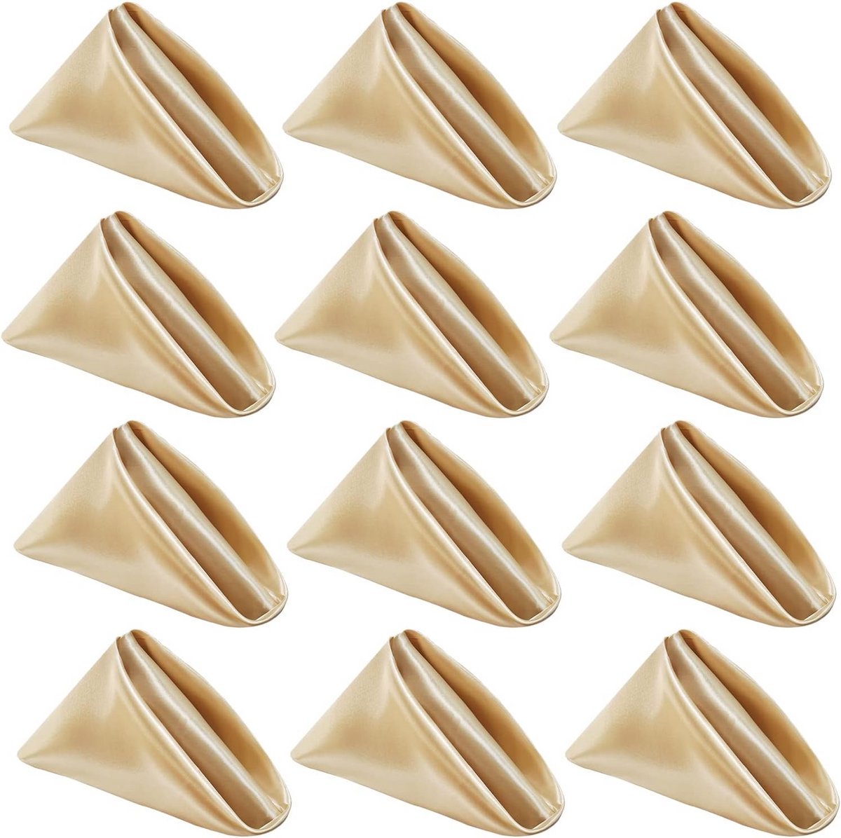 12 Stuks Champagnegouden Satijnen Servetten 50x50 cm Herbruikbaar voor Feest en Diner