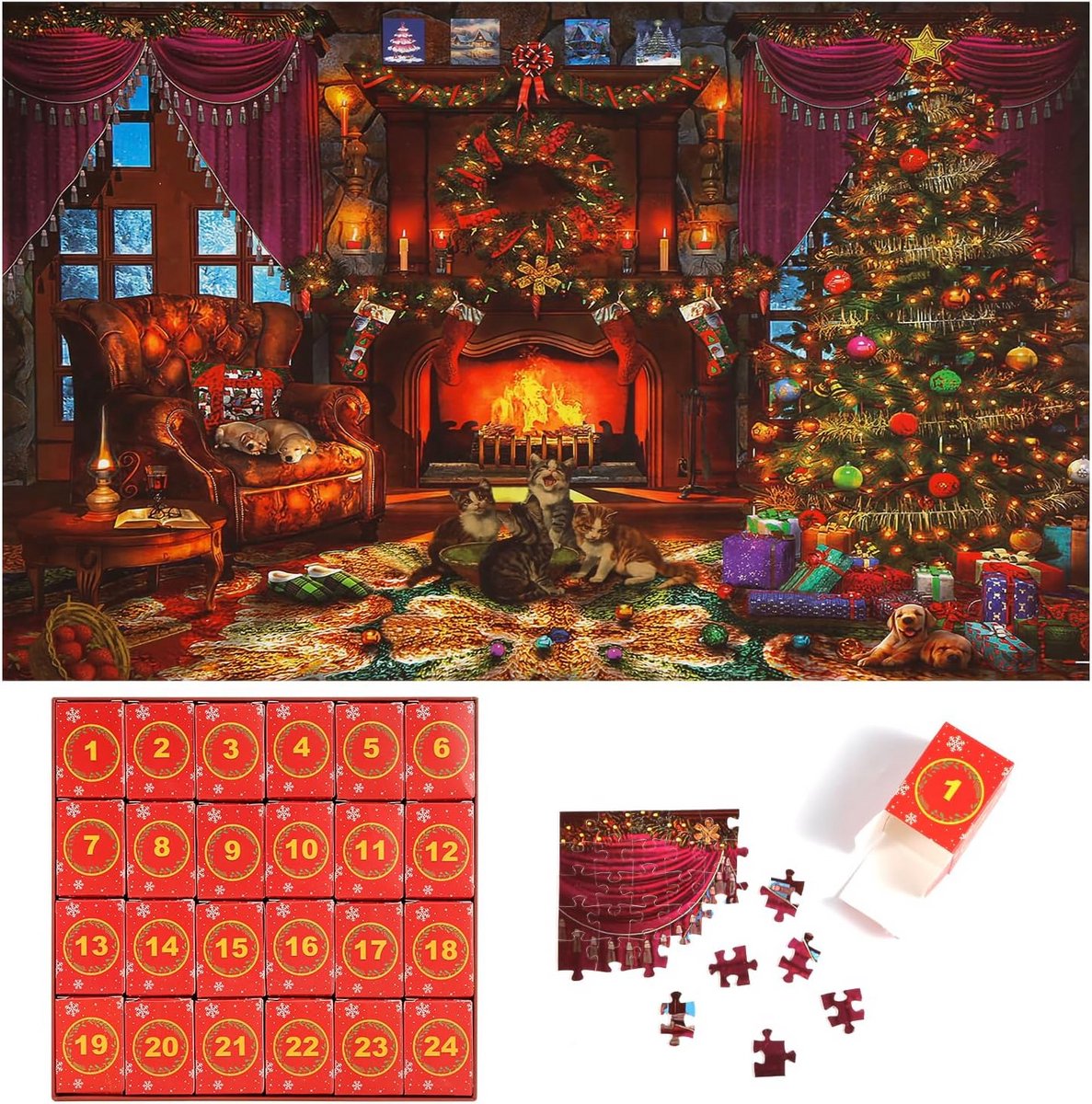 Kerst Adventskalender Puzzel 1008 Stukjes 24 Dagen Aftellen