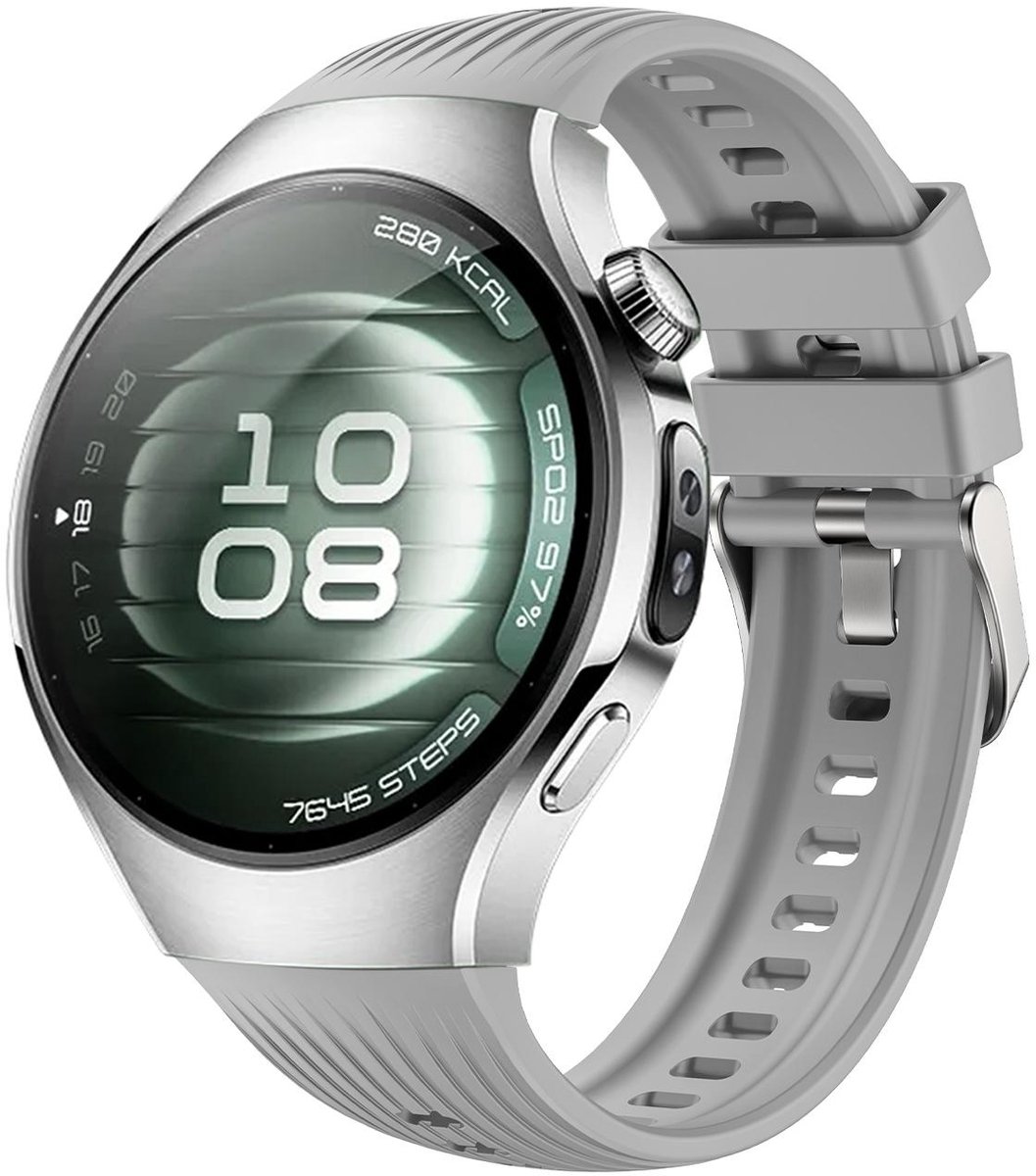 By Qubix - Siliconen bandje 'True Fit' - Grijs - geschikt voor Huawei Watch 5 - 46mm