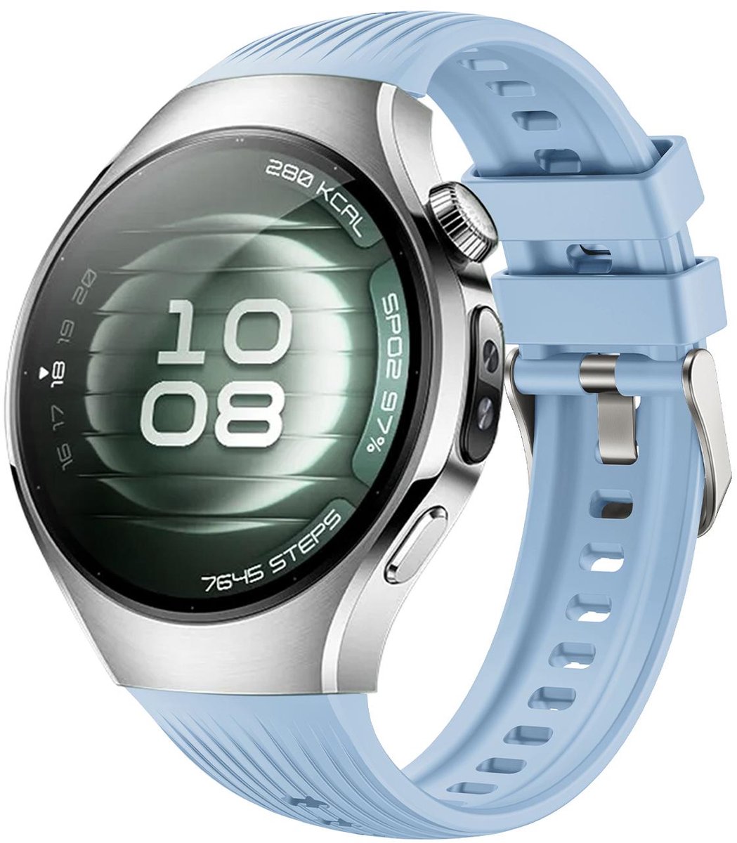 By Qubix - Siliconen bandje 'True Fit' - Blauw - geschikt voor Huawei Watch 5 - 46mm