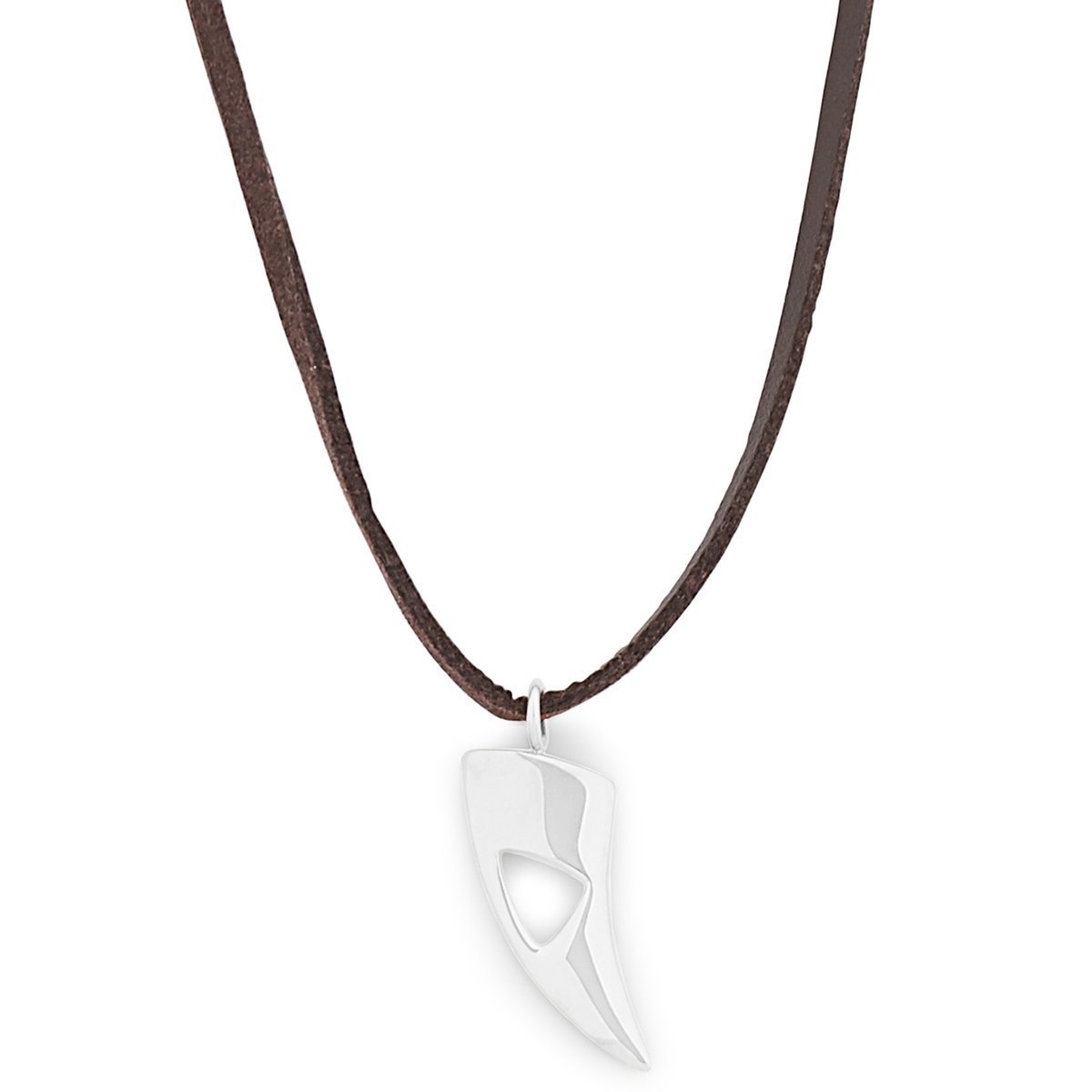 Zilverkleurige Uitgesneden Lederen Ketting van Iconic