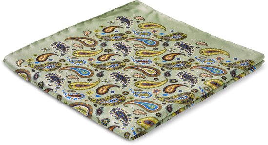 Virtuo | Pochette de costume en soie à motifs cachemire vert menthe