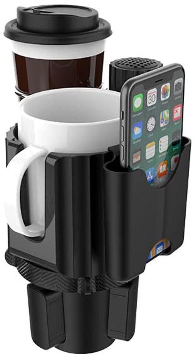 Car Cup Holder Expander Adapter with Adjustable Phone Holder Dual Automotive Car Cup Organizer Fits Mugs Large Drinks and Large Cups