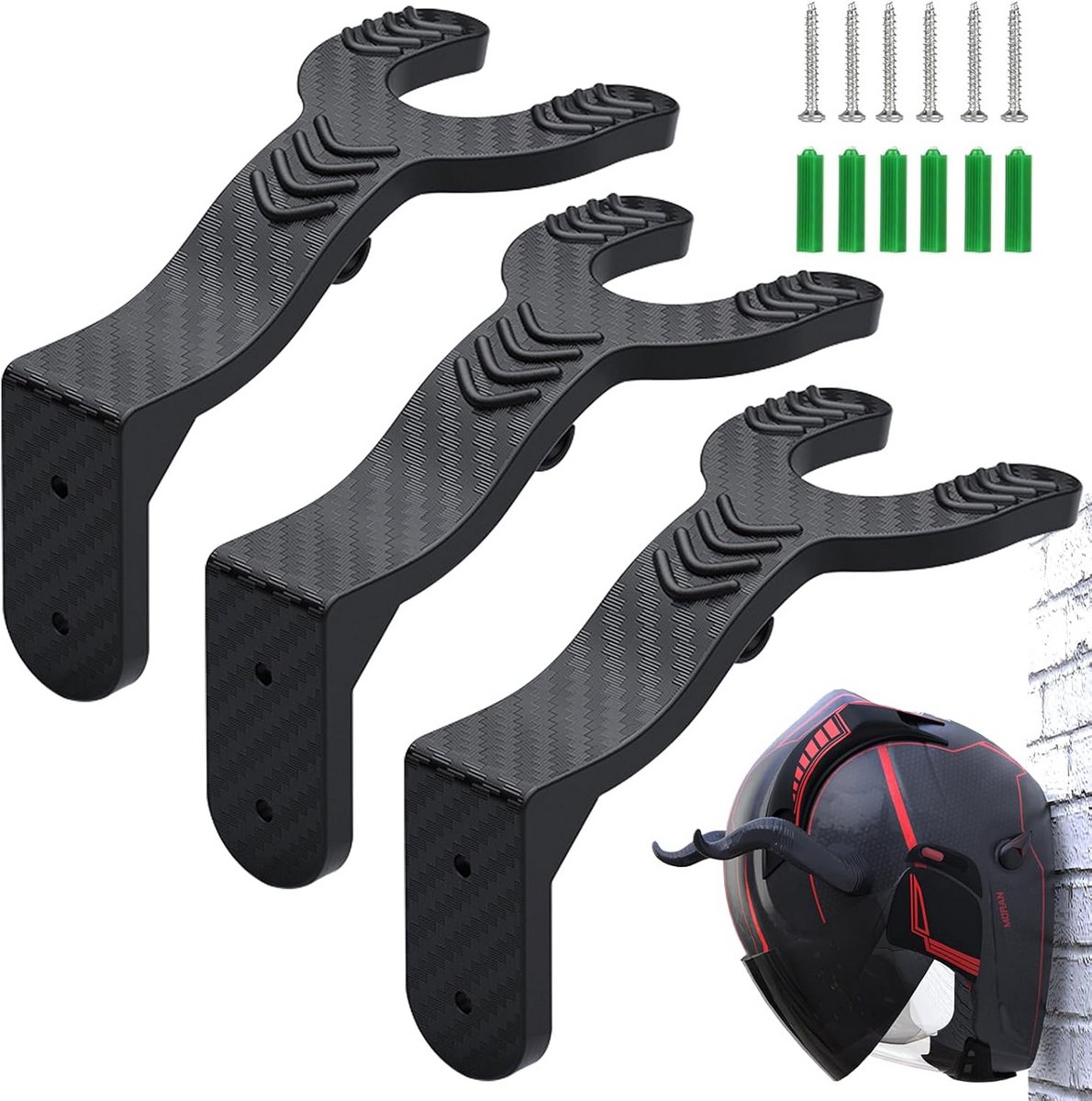 3x Universele Helmhouder voor Wandmontage - Motorhelm, Fietshelm en Hoed Ophangen