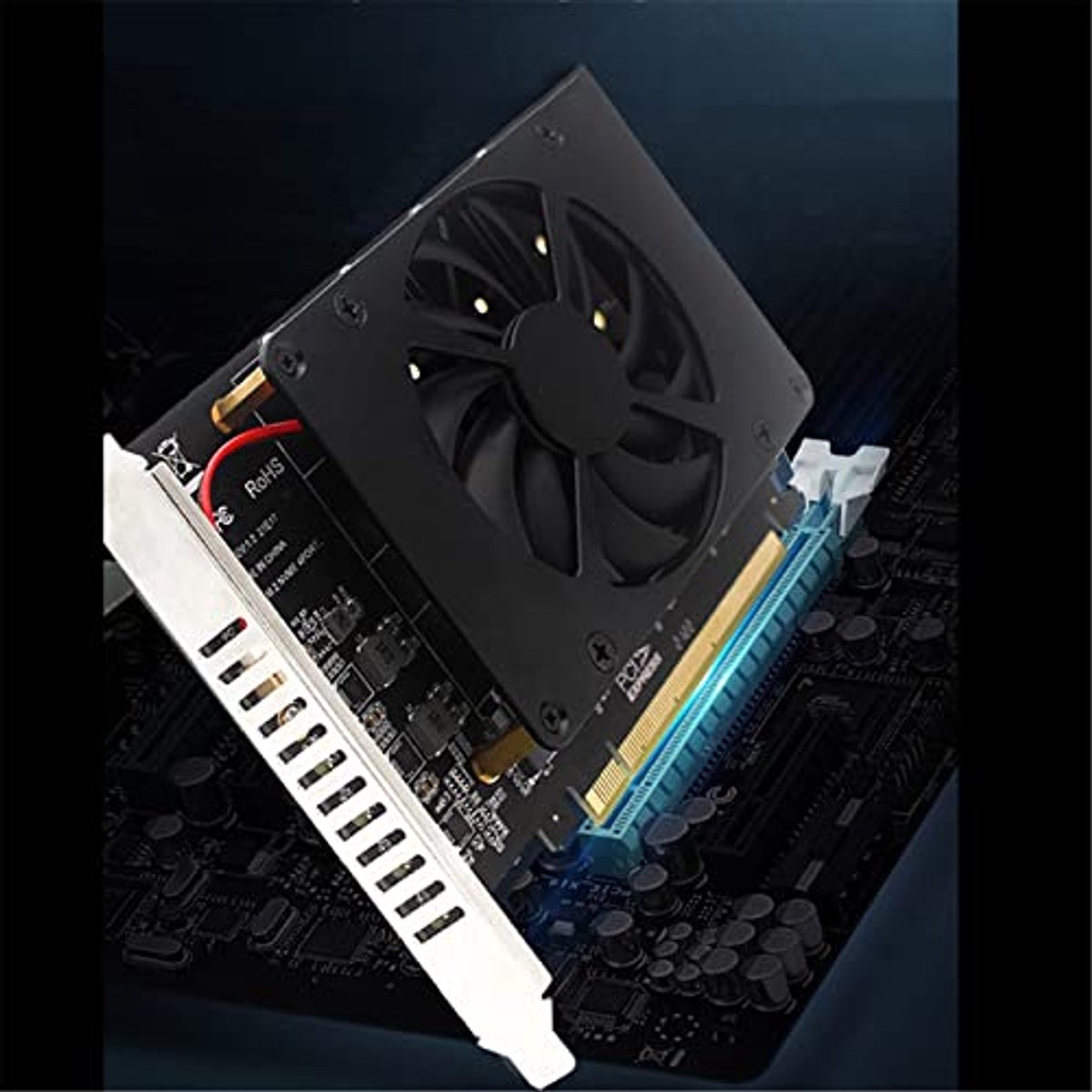 4 in 1 NVME PCIE Adapter M.2 M-toets naar PCIE 16x met koelventilator voor Desktop Moederbord Harde Schijf Uitbreiding