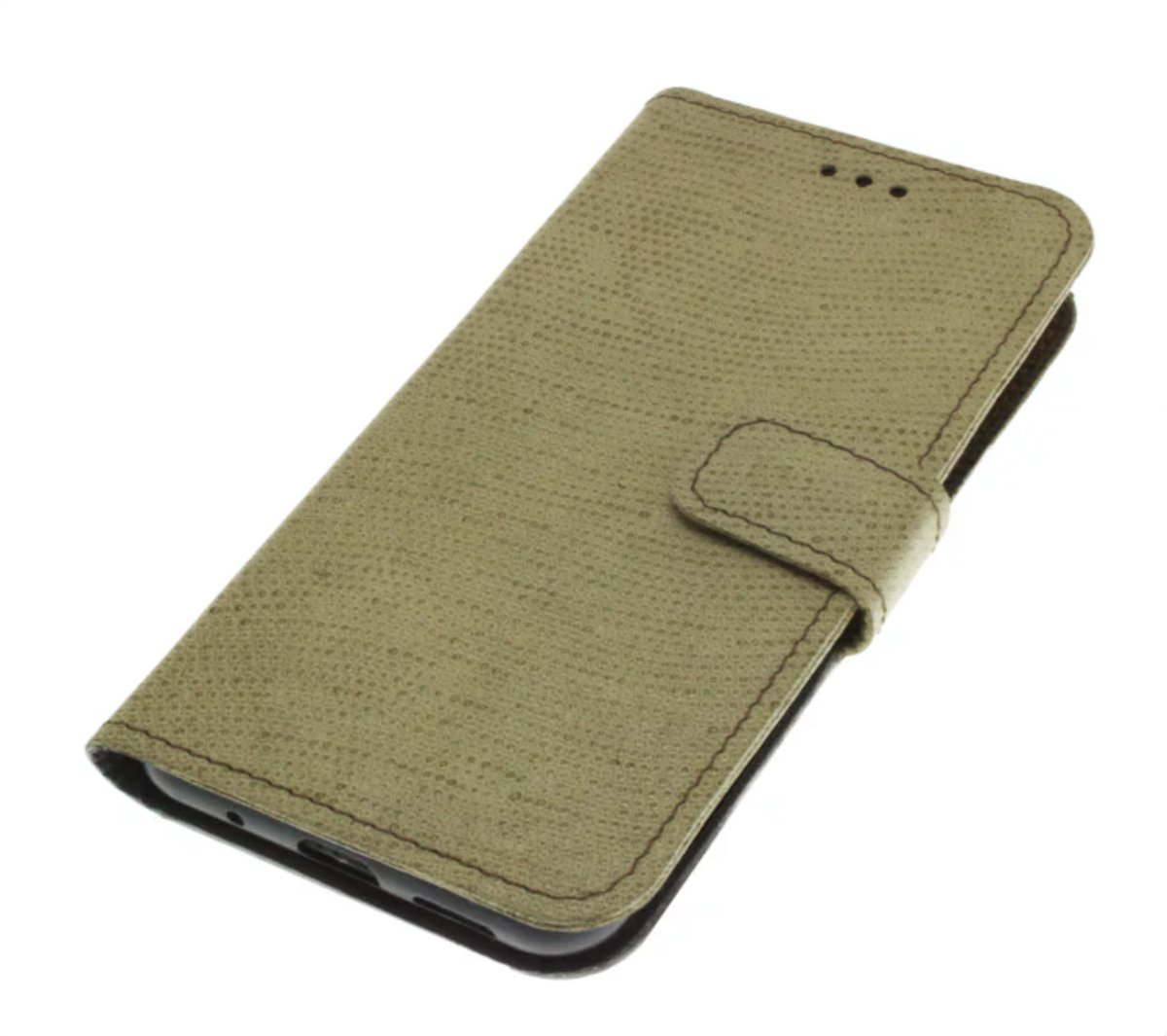 Made-NL echt geitenleer hoesje geschikt voor (Samsung Galaxy S25FE) Olijf / zandkleur
