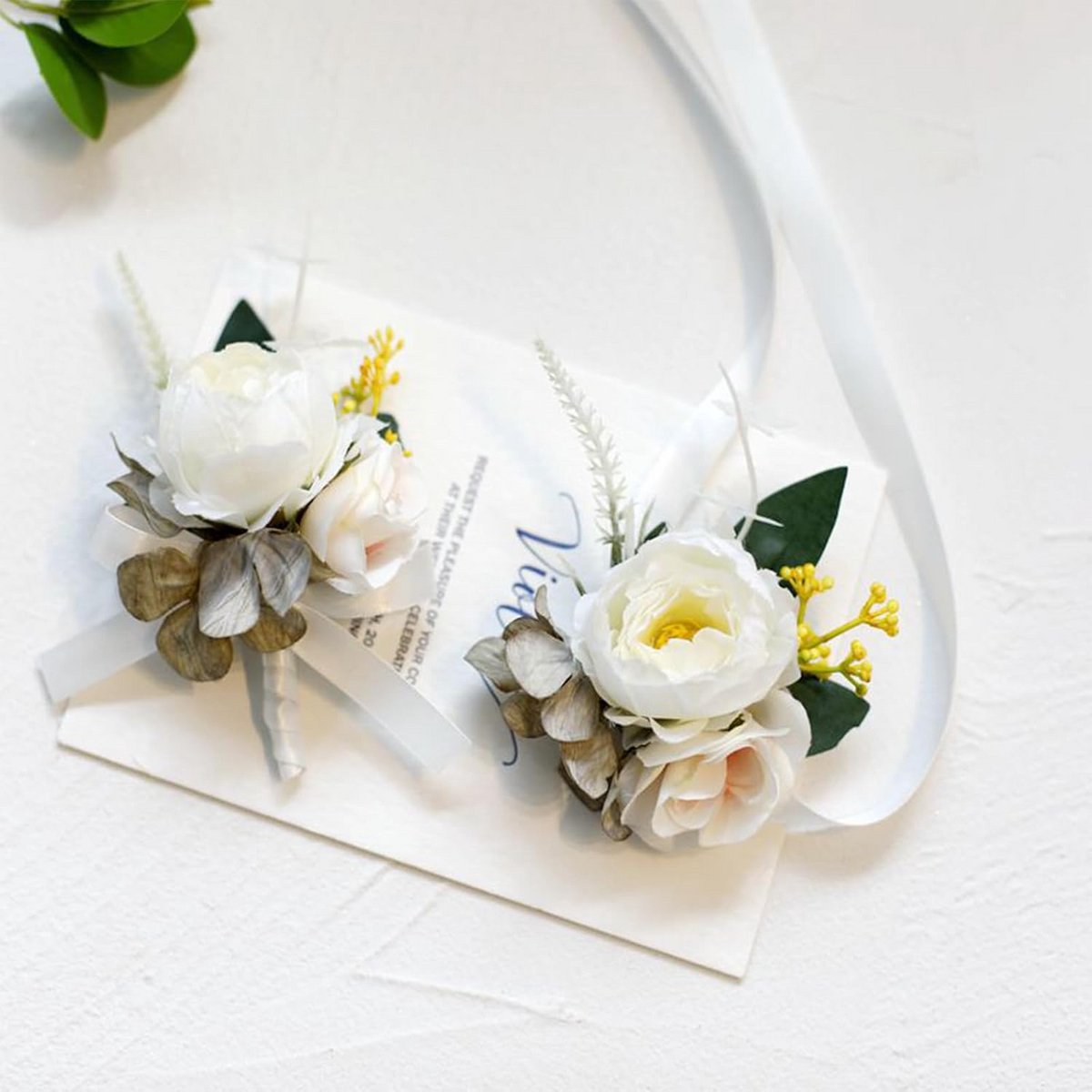 Luxe Corsage en Boutonnière Set met Kunstrozen voor Bruiloft en Gala