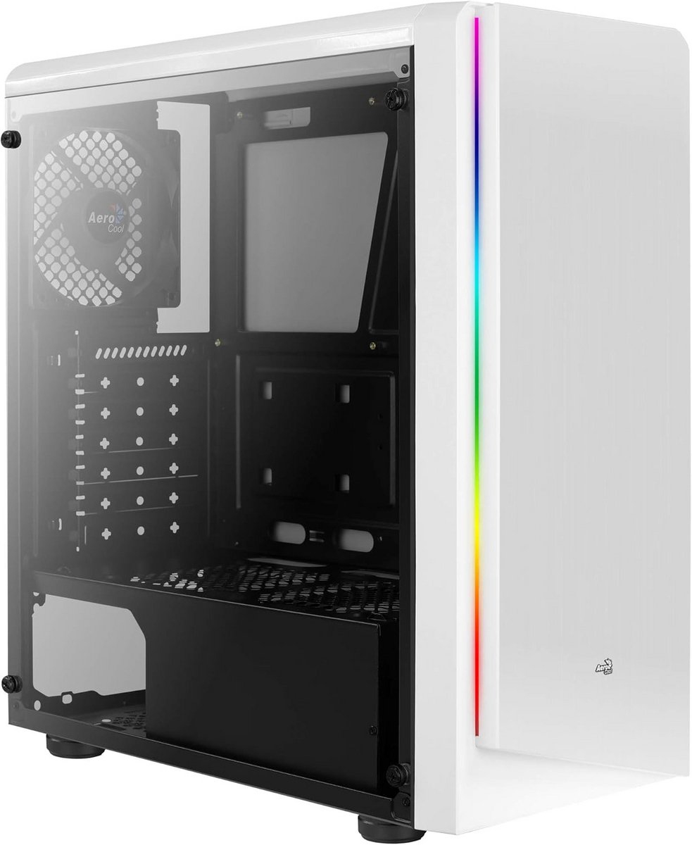 ATX PC Behuizing Wit met RGB Verlichting en Zijpaneel
