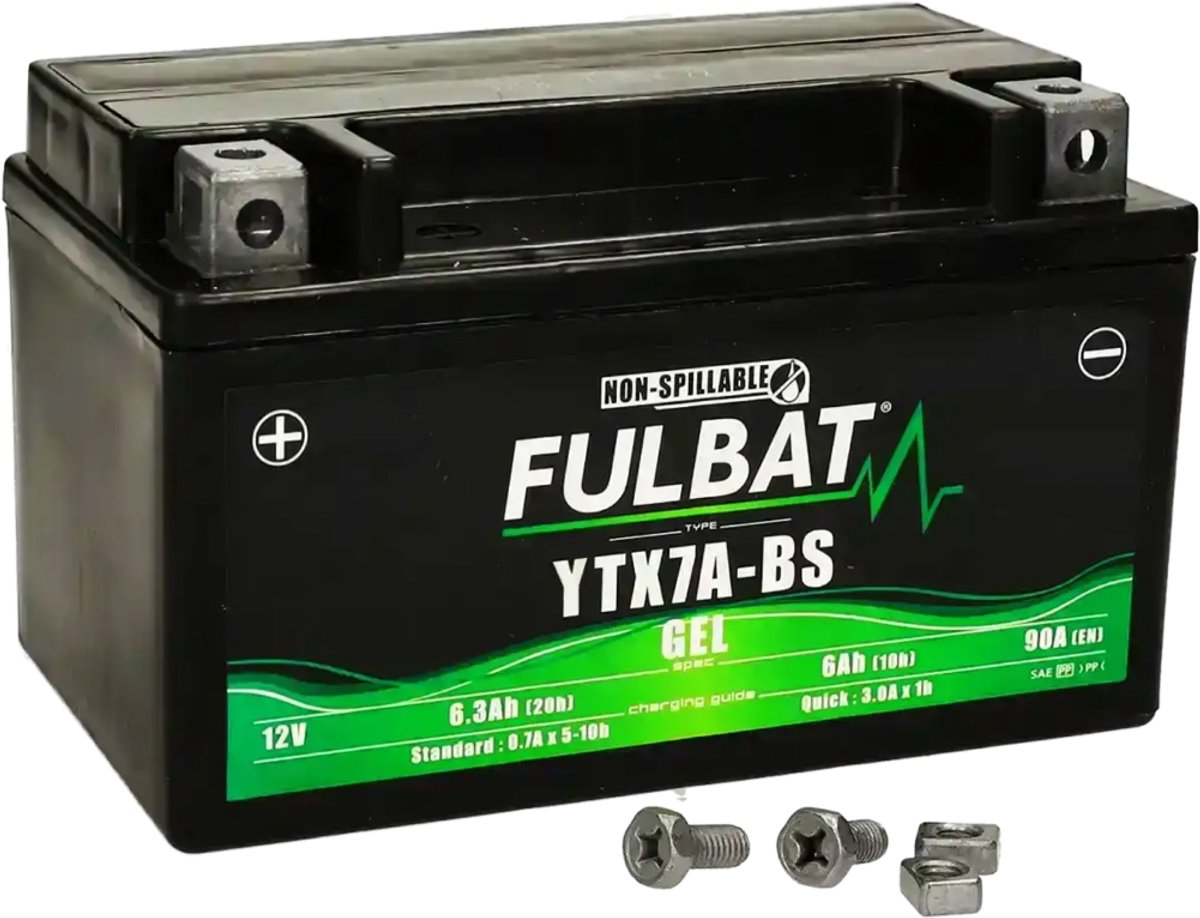 Battery FULBAT YTX7L-BS 12v 6Ah (acid without maintenance) for motor bike, mécab