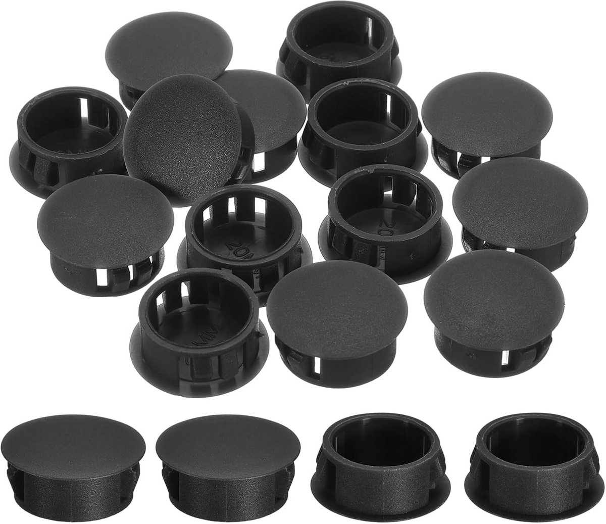 18x Zwarte Nylon Afdekkappen voor Boorgaten 22mm - Universele Blinde Stopper voor Meubels en Kasten