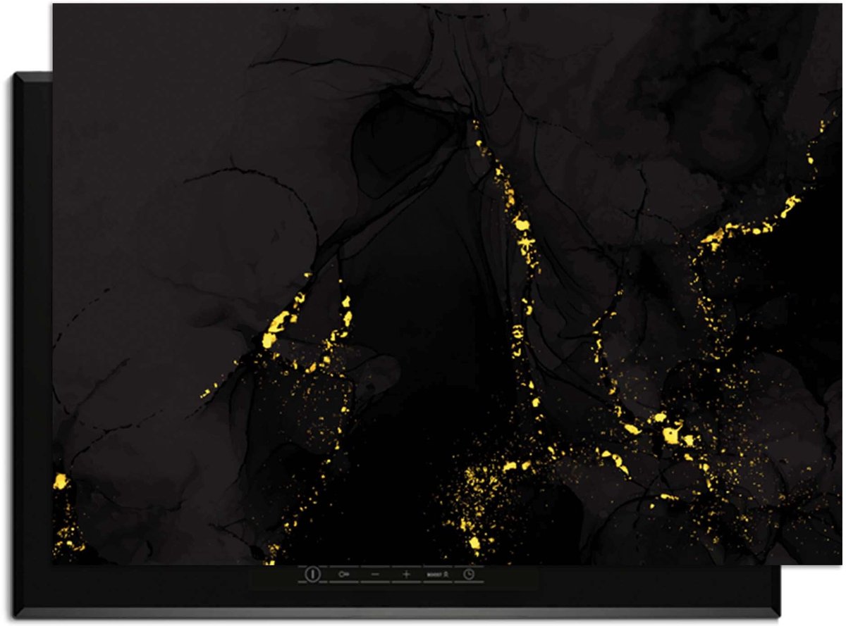 KitchenArt - Black Marble Gold – Inductie Beschermer - 86x52 cm - Kookplaat Beschermer - Luxe Afdekplaat Inductieplaat - Anti-slip & Oprolbaar - Beschermmat Inductiekookplaat