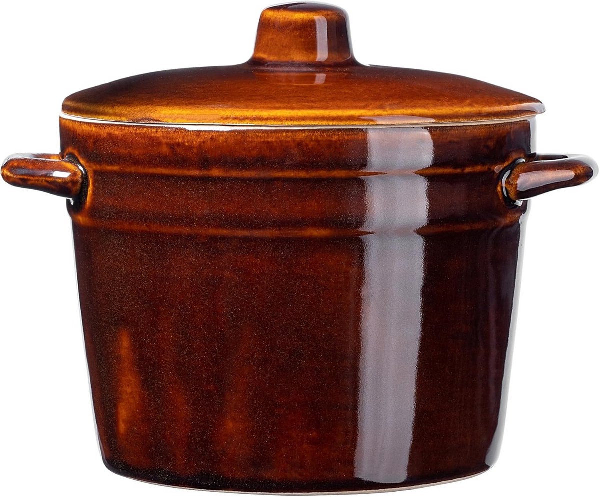 Grote Keramische Pot met Deksel voor Fermenteren en Bewaren, 2,5 Liter