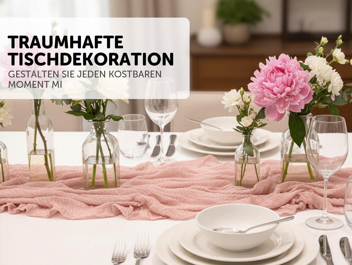 Lange Kaasdoek Tafelloper Roze 85x300 cm voor Bruiloft en Feestdecoratie