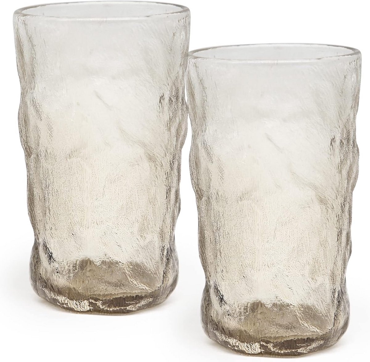Set van 2 Waterglazen met Textuur Glaswerk voor Drankjes en Cocktails 350 ml