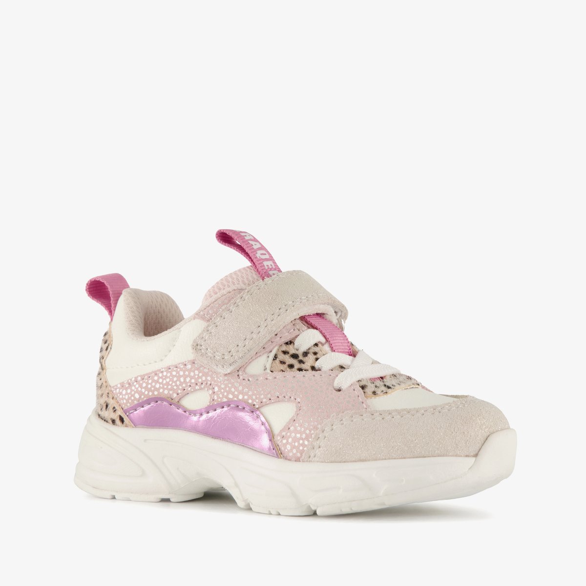 Braqeez leren meisjes sneakers roze - Maat 30 - Uitneembare zool