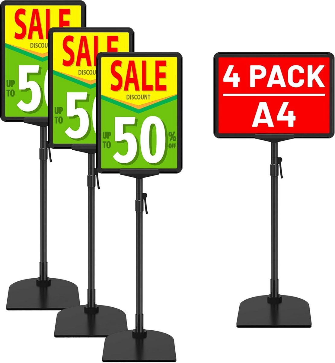 Set van 4 Tafel Postershouders A4 Verstelbaar Voor Menu en Informatieborden
