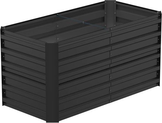 120x60x58cm Zwart Metalen Bloempot voor Verhoogde Bloembedden, 435L Verzinkt Staal, Rechthoekig Plantenbed om Zelf te Bouwen, Outdoor Plantenbak voor Groenten/Bloemen/Fruit/Kruiden, NAIZY