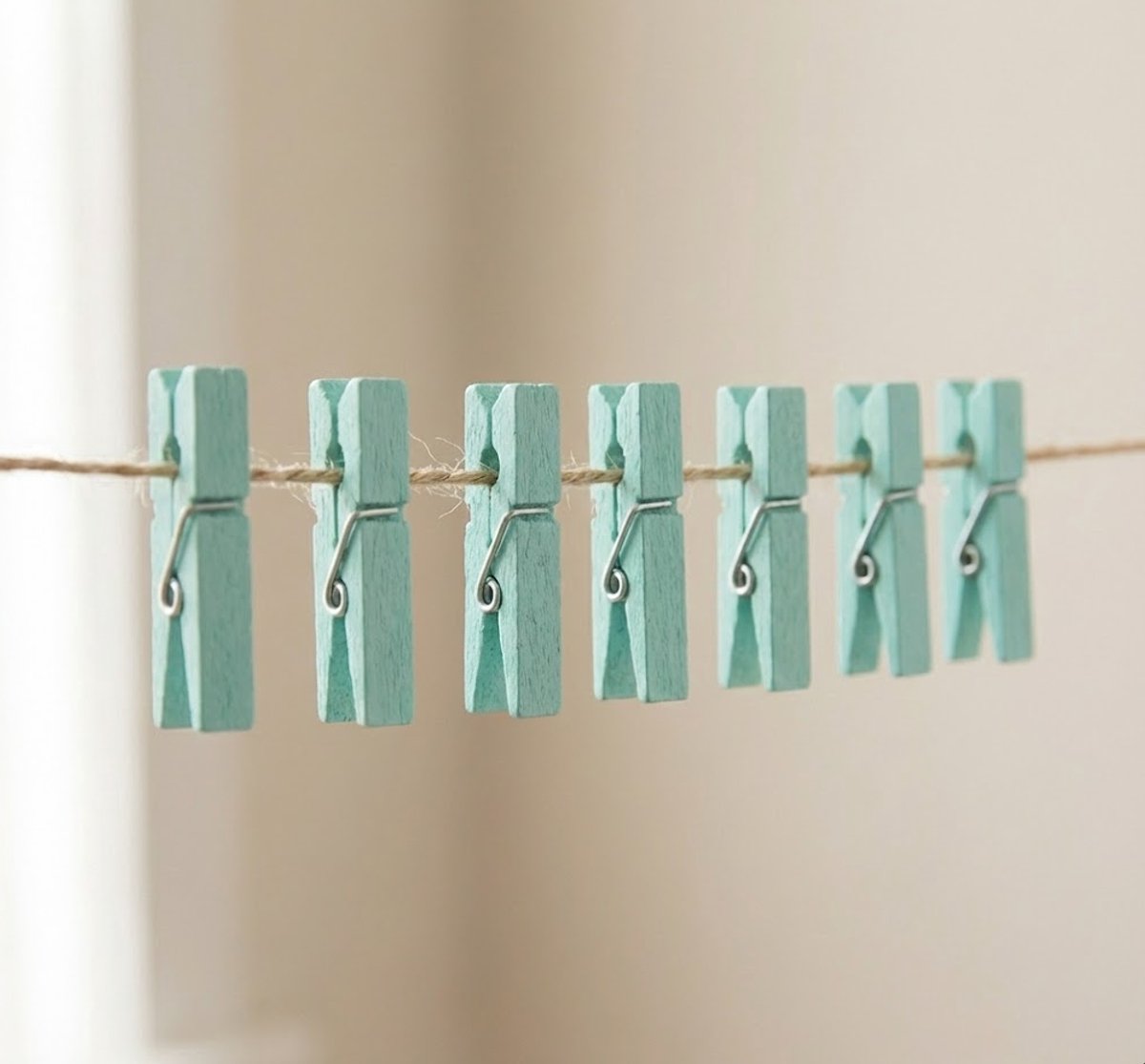 Mini Knijpers Mint – 24 Houten Knijpertjes voor Kaarten & Foto’s