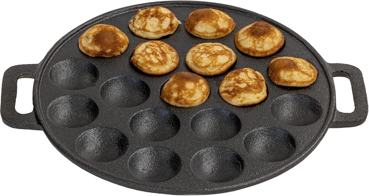 Ronde Gietijzeren Poffertjespan 24 cm voor Perfecte Pannenkoekjes