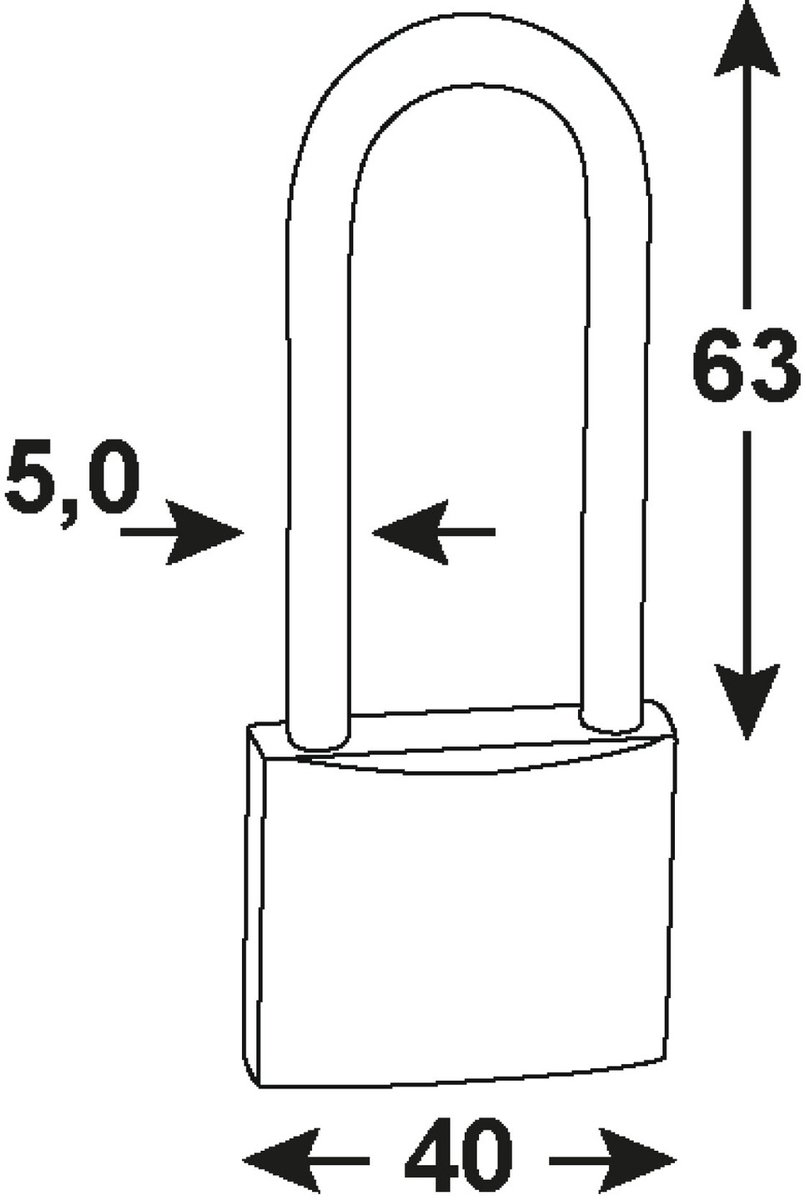 Werkzeyt Hangslot met Lange Beugel – Messing – 40mm