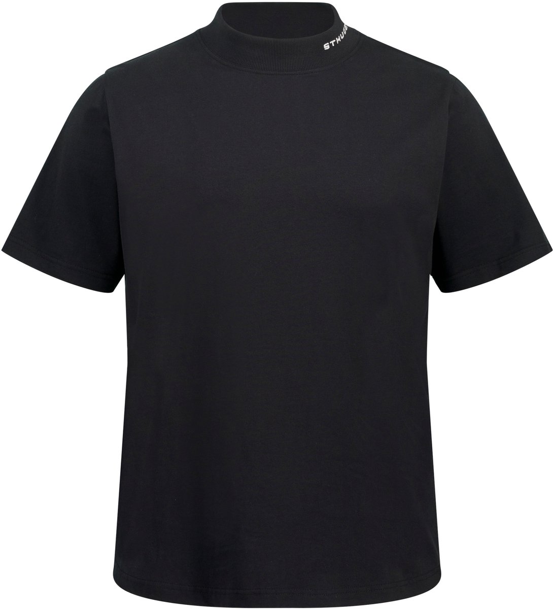 STHUGE - Heren - T-shirt korte mouwen opstaande kraag - Zwart - Maat 4XL