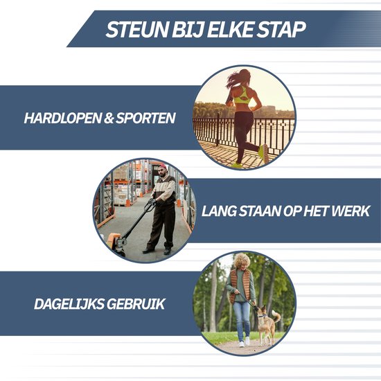 Vrouwen rennen, man op vorkheftruck, vrouw met hond. Voor hardlopen, lang staan en dagelijks gebruik.