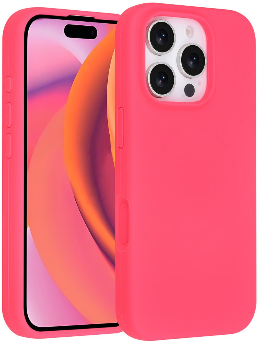 TUNIQ telefoonhoesje voor Apple iPhone 16 Pro - Siliconen backcover - Felroze