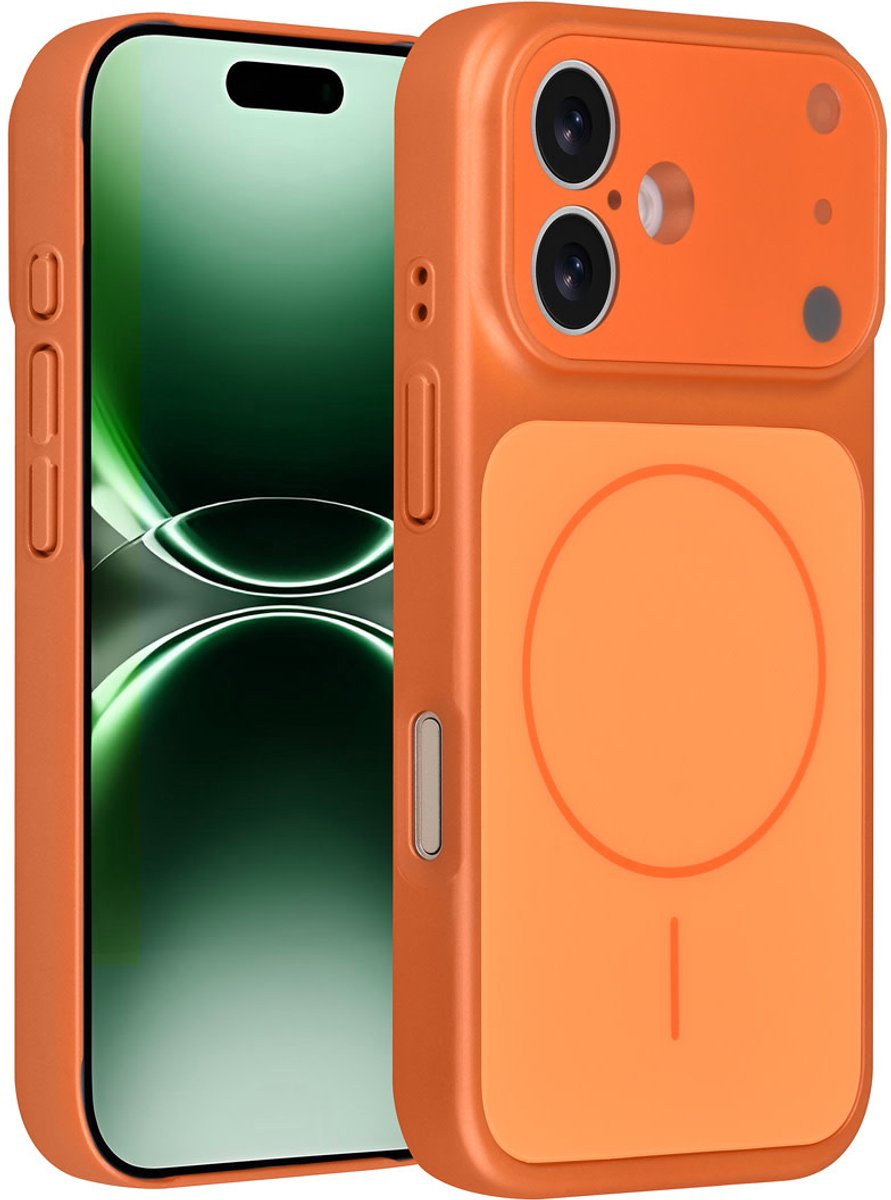 AG Matte Glass iPhone 16 Backcover hoesje - Magsafe full protection cover - Oranje
