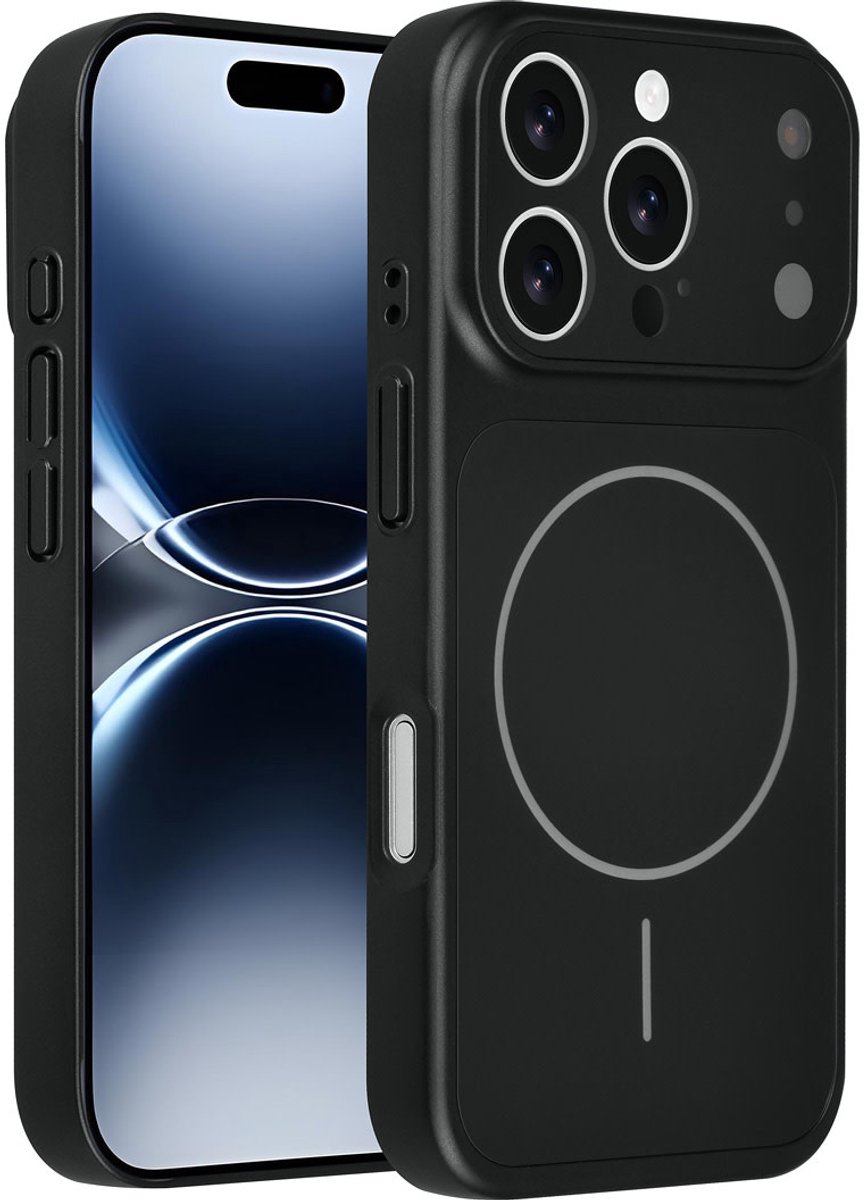 AG Matte Glass iPhone 16 Pro Backcover hoesje - Magsafe full protection cover - Zwart