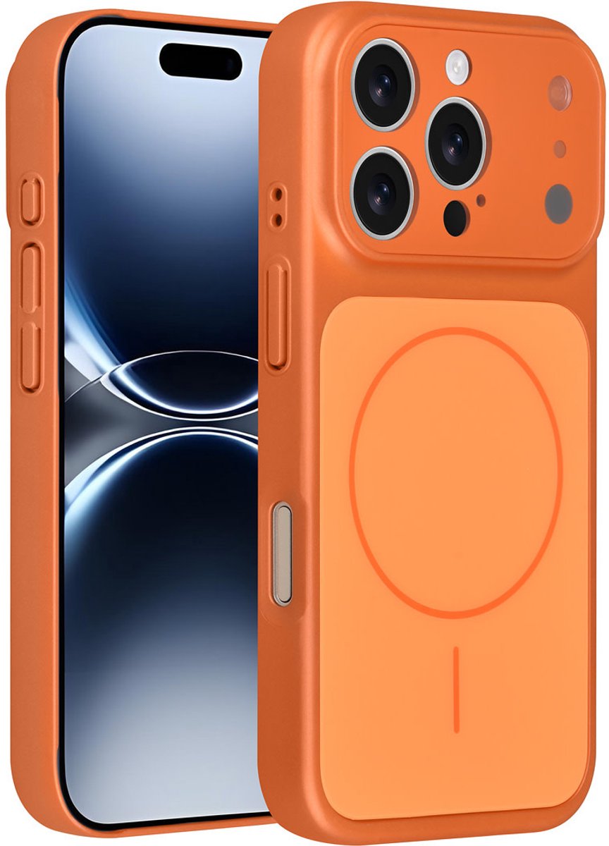 AG Matte Glass iPhone 16 Pro Backcover hoesje - Magsafe full protection cover - Oranje