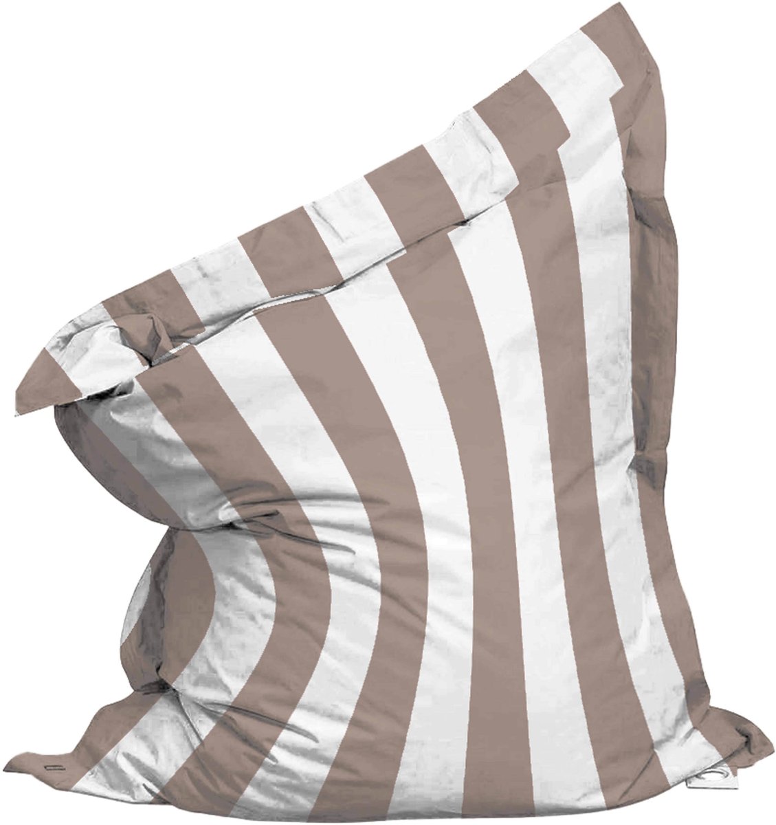Oviala - Lege hoes voor gestreepte XL-zitzak 140 x 120 cm taupe en wit - Solys