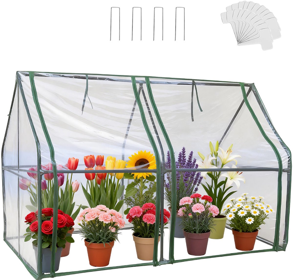 Tuinkas - Draagbare Plantenkas - Draagbare Minikas - Geschikt voor Buiten Gebruik - Transparante PVC-Buitenhoes - 180×90×90 cm