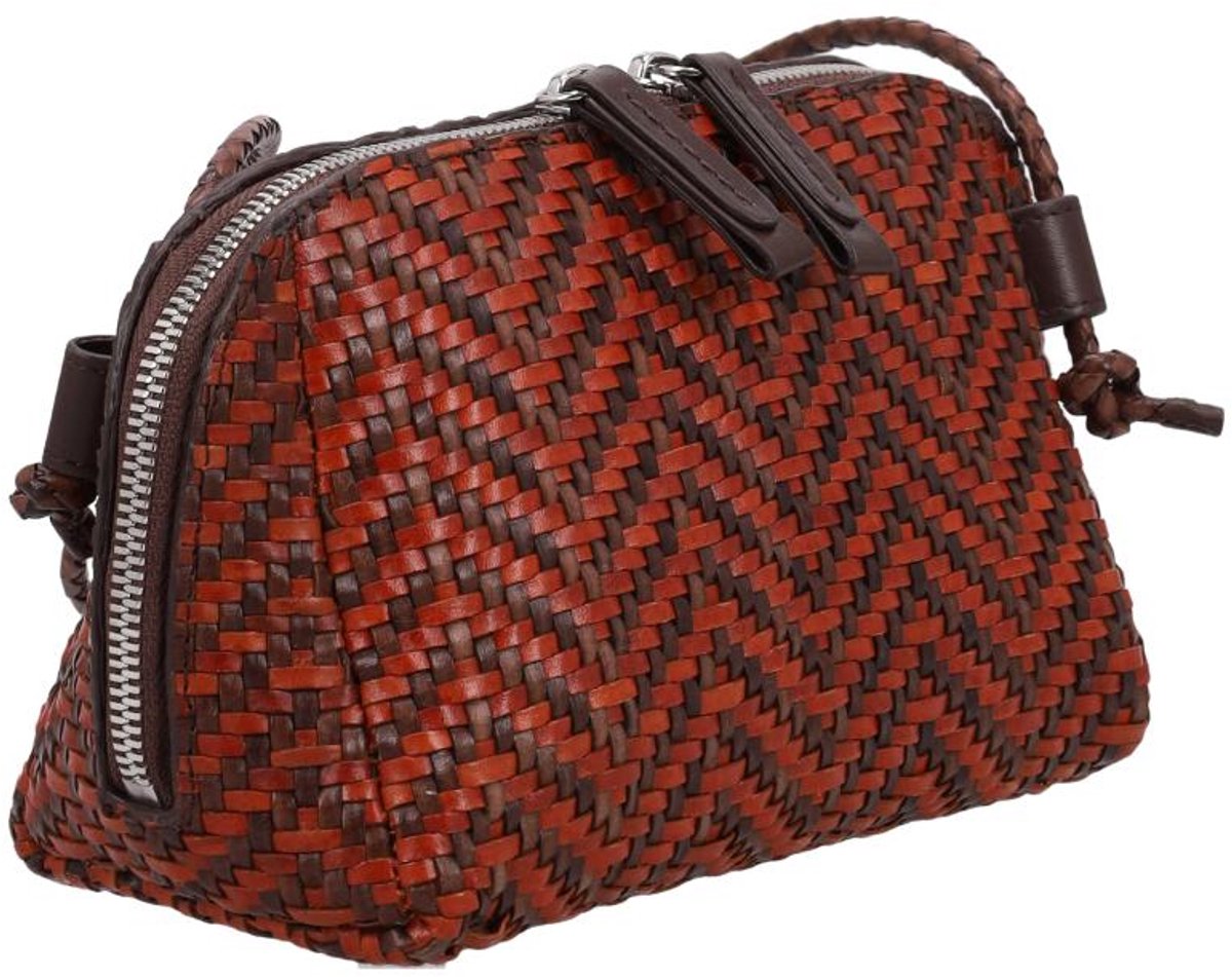 Allan K Wuxi Mini Zigzag Crossbodytas Kleine Dames - Leer - Print