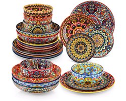 Serviesset - Bohemian Stijl - 6 Persoons Servies - Porselein - Dinerborden - Dessertborden -…
